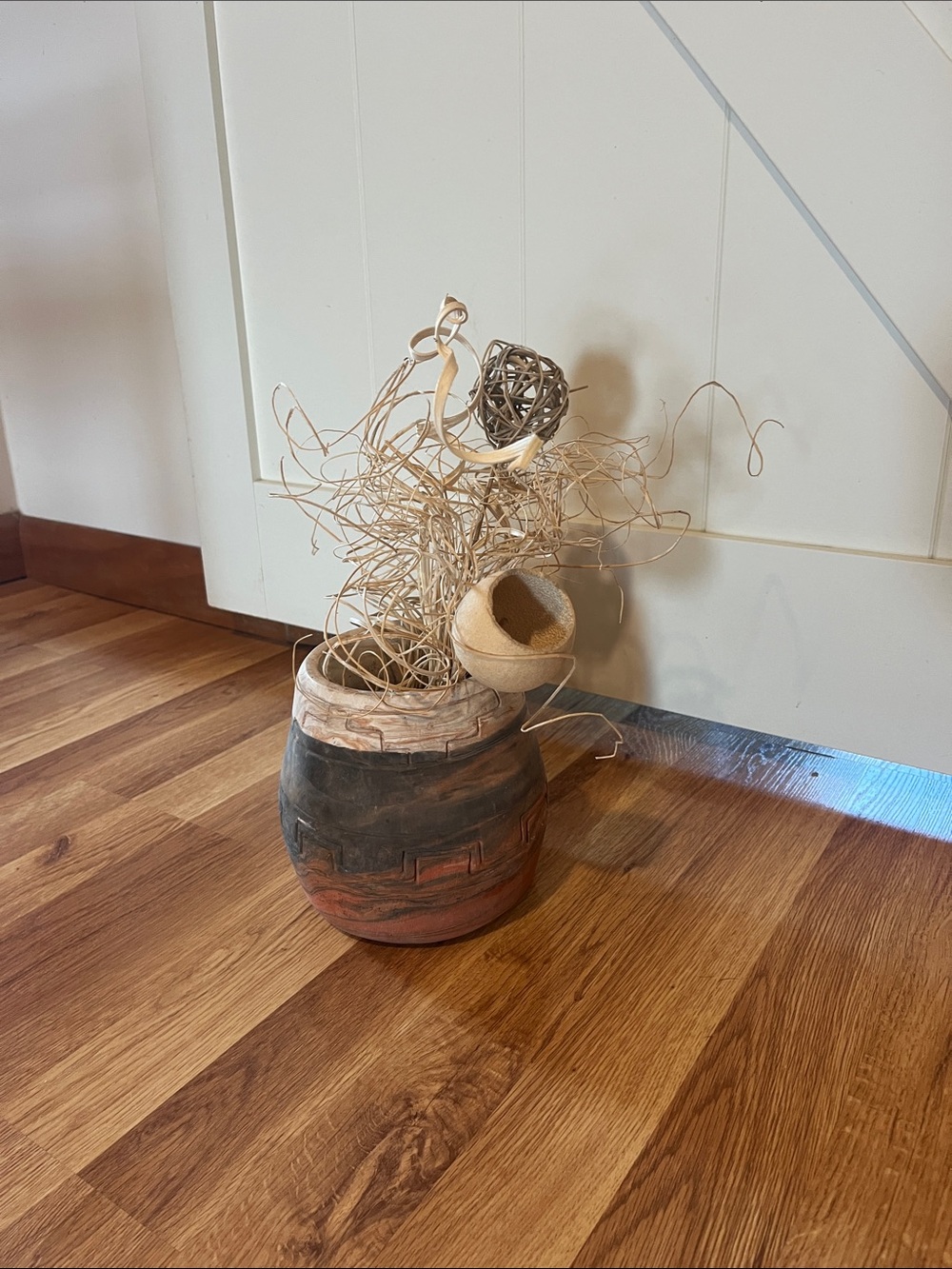 Rustic Brown Decorative Ceramic Vase with Natural Accents